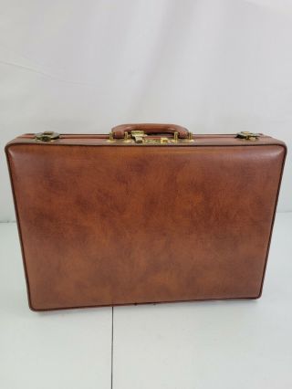 Vintage Brown Leather Presto Combination Lock Airway Briefcase 18x13x5