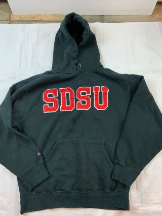 Vtg 90s Sdsu San Diego State University College Sweatshirt Hoodie Patches Sz M