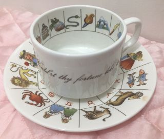 Royal Kendal Vintage Fortune Telling Teacup & Saucer Set Taltos Zodiac England