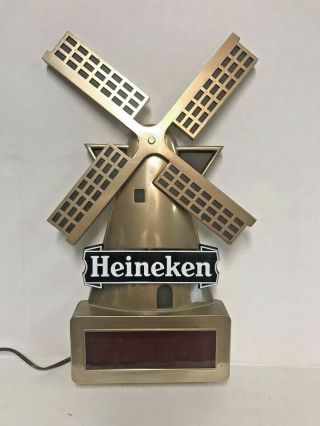 Heineken Beer Windmill Vintage Digital Clock Analog Sign Display Bar