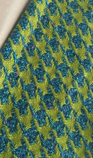 Vintage Pendleton Virgin Wool Throw Blanket Blue Green Fringe 72x54”