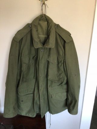 Vtg 1960s Era Vietnam War Us Army M - 65 Hooded Field Coat Jacket Size Reg/medium