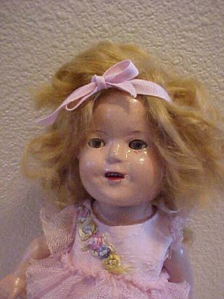 13 " Composition Ideal Vintage Shirley Temple Doll Pink Floral Dress