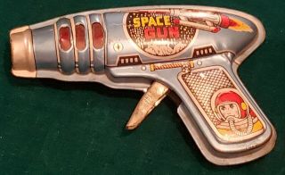 Vintage Tin Toy Space Gun Made In Japan