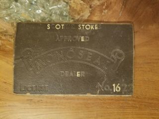 Vintage Monoseal Coffin Dealer License Sign Scott & Stokes Front Royal Va