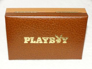 Vintage Playboy Vip Double Deck Playing Cards W/leather Covered Case - - 6” Wide
