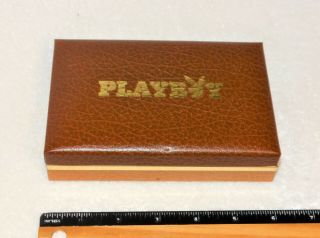 Vintage Playboy VIP Double Deck Playing Cards W/Leather Covered Case - - 6” wide 2
