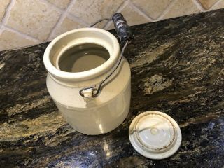 Vintage Antique Pennsylvania Stoneware Pottery Jar Crock Beanpot w Lid & Handle 3