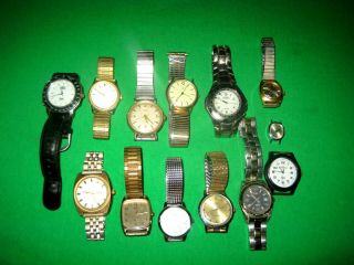 14 Vtg Timex Watches Diff.  Styles Electronic With Calendar Quartz Self Winding,