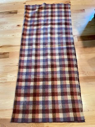 Vintage Amana Woolen Plaid Wool Blanket Throw Brown 60 X 68