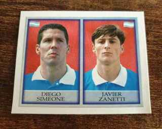 1998 Merlin England World Cup Simeone & Zanetti Argentina Football Sticker