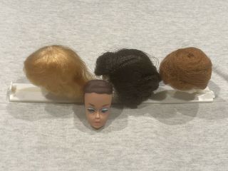 Vintage Barbie Fashion Queen Wig Wardrobe Head 3 Wigs & Stand