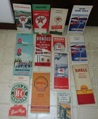 Vintage Road Maps,  Texaco,  Mobilgas,  Sinclair,  Bonded,  Marathon,  Shell