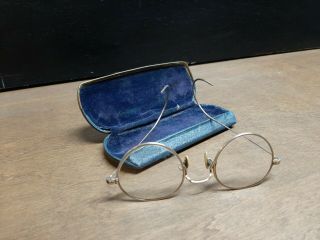 Old Antique Shuron Eye Glasses Spectacles Gold Filled Decorative Round Rims Case