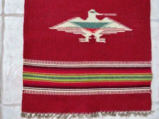 Vintage Navajo Indians Pure Wool Rug Hand Woven Eagles 19x38 