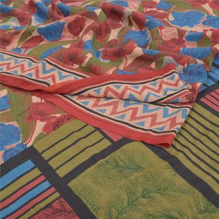 Sanskriti Vintage Indian Sarees 100 Pure Crepe Silk Printed Sari Craft Fabric