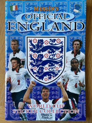 Merlin England 1998 World Cup Sticker Album With Binder Partially Complete