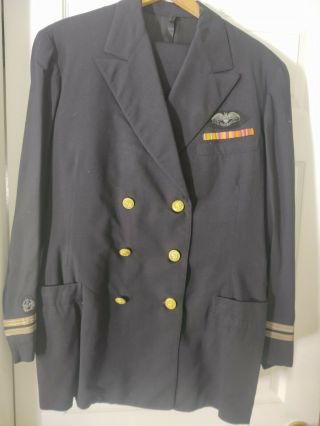 Vtg Us Navy Reserve Merchant Marine Officer Dress Uniform Black Suit Jacket Pant