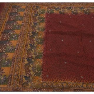 Sanskriti Vintage Dark Red Sarees Pure Silk Hand Beaded Fabric Premium Sari