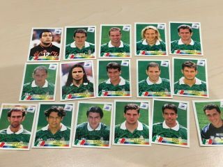 Panini World Cup 1998 - 16 Mexico Players With Rare Blue Back
