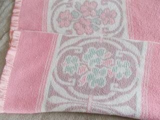 `vtg Reversible Colors Pink/green Floral Design Camp Blanket - Beacon Style 67x67