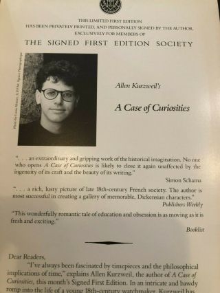 The Franklin Library,  Signed First Edition " A Case Of The Curiosities " Kurzweil
