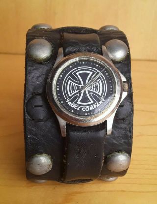 Vintage Independent Skateboard Trucks Leather Metal Studded Watch Punk Cuff Wow