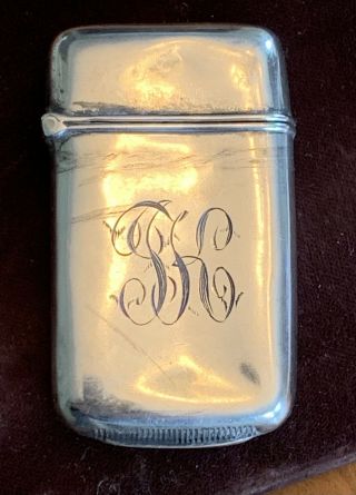 Vintage Sterling Silver Match Safe Marked Sterling With Gold Wash Inside