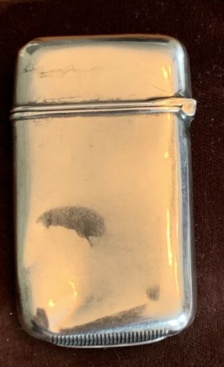 Vintage Sterling Silver Match Safe Marked Sterling With Gold Wash Inside 2