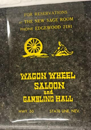 Vintage Antique Casino.  Wagon Wheel Saloon And Gambling Hall Clear Sign 9” X 6”