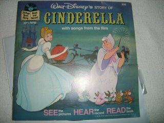 Walt Disney Cinderella.  24 Page Book All Complete 1977 45 33 1/3