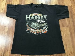 Large - Vtg 1991 Harley Davidson 3d Emblem 90s Single Stitch T - Shirt