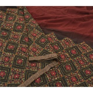 Sanskriti Vintage Black Sarees Pure Georgette Silk Handmade Premium Sari Fabric