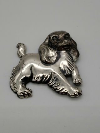 Hard To Find Vintage Lang Silver Cocker Spaniel Dog Pin - Wonderul Estate Piece