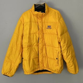 Vintage Polo Ralph Lauren Mens Down Puffer Jacket Coat Xl Yellow Full Zip Read