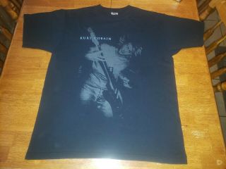Vintage Kurt Cobain Nirvana T Shirt Size Large Black Band Tour Shirt Grunge