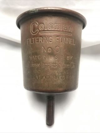 Vtg The Coleman Company No.  0 Copper Filter Funnel Lantern Stove Collectible B3