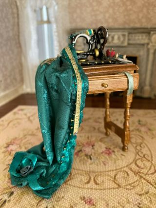 Vintage Miniature Dollhouse 1:12 Sewing Machine Table Dress Maker Diorama Ooak