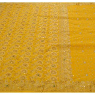Sanskriti Vintage Sarees Pure Silk Hand Beaded Woven Premium Sari Craft Fabric