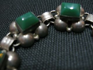 Vintage Mexican Sterling Silver Bracelet w/ Green Stones 2
