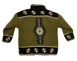 Hand Knit In Ecuador Vintage? Lined Native American Aztec Design Wool Sweater 2