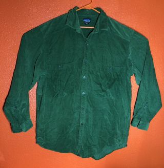 Vintage Patagonia Mens Corduroy Shirt Size Xl Green 100 Cotton Long Sleeve Vtg