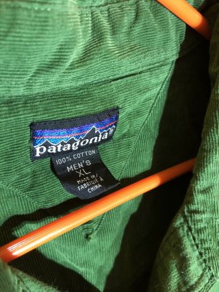 Vintage Patagonia Mens Corduroy Shirt Size XL Green 100 Cotton Long Sleeve VTG 3