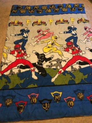 Vintage 1994 Mighty Morphin Power Rangers Twin Size Comforter Blanket 60 