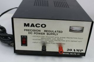 Vintage Maco Precision Regulated Dc Power Supply 20 Amp Accessory