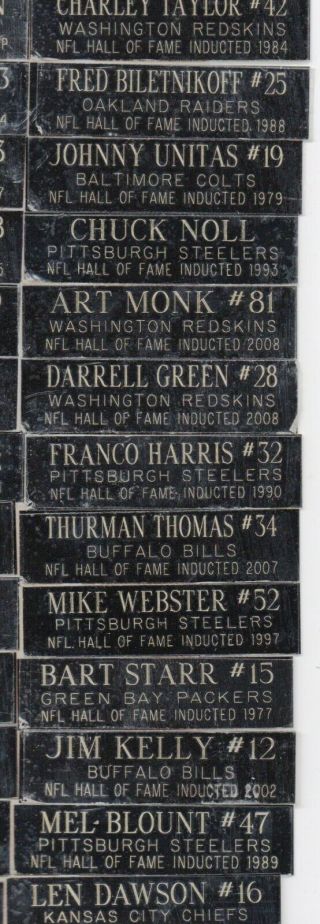 Hall of Fame Football Players engraved nameplate for memorabilia 2