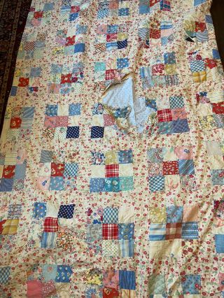 Vintage Shabby Quilt Handmade Floral Fabric Cutter Craft