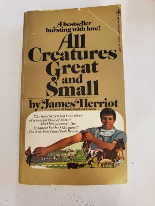 Vintage Book All Creatures Great And Small By James Herriot 1972s Soft Cover