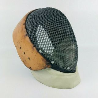 Vintage Castello Fencing Helmet Mask Leather & Metal Construction