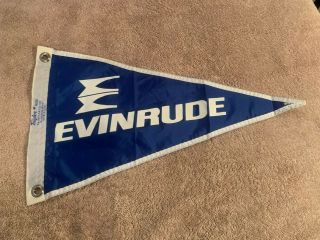 Vintage Evinrude Outboard Motor Boat Flag Pennant Usa Taylor Made Blue